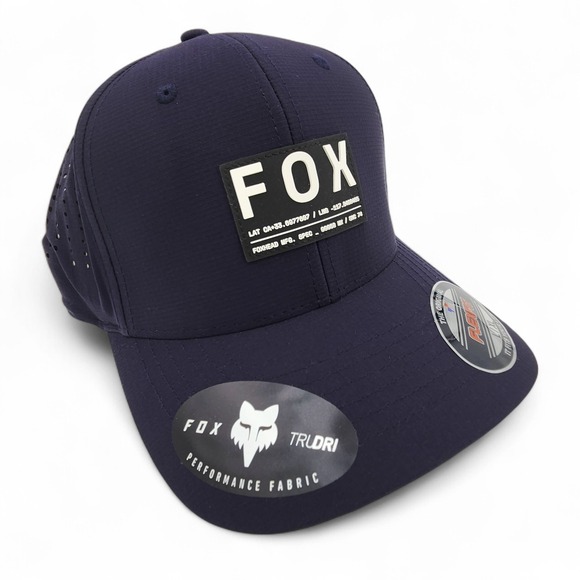 Fox Racing Non Stop Tech Flexfit Hat Midnight Navy Cap Mens Fitted Size L/XL NEW - Picture 1 of 14